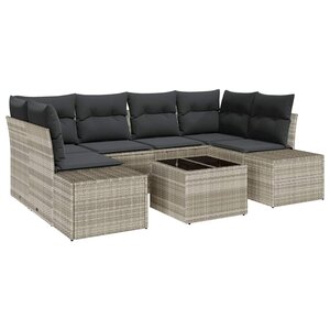 vidaXL Ensemble de canapé de jardin 7 Pièces Gris clair Poly rotin