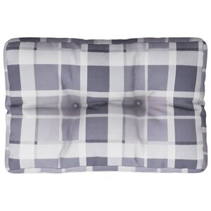 vidaXL Coussin de palette motif à carreaux gris 60x40x12 cm tissu