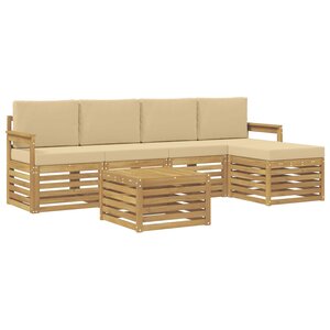 vidaXL Ensemble de canapés d'extérieur 6 Pièces Blanc et Beige