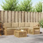vidaXL Ensemble de canapés d'extérieur 6 Pièces Blanc et Beige