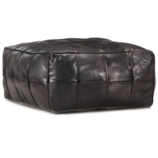 vidaXL Pouf 60 x 60 x 30 cm Noir Cuir véritable de chèvre