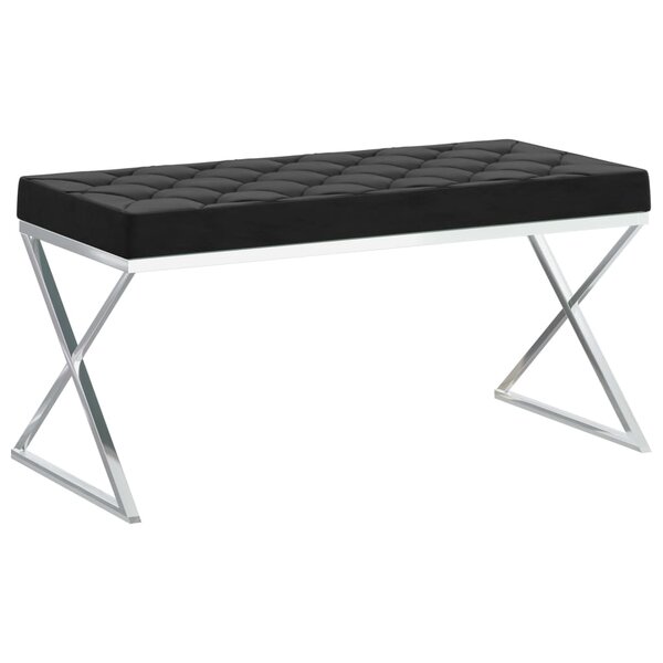 vidaXL Banc 97 cm Noir Velours et acier inoxydable