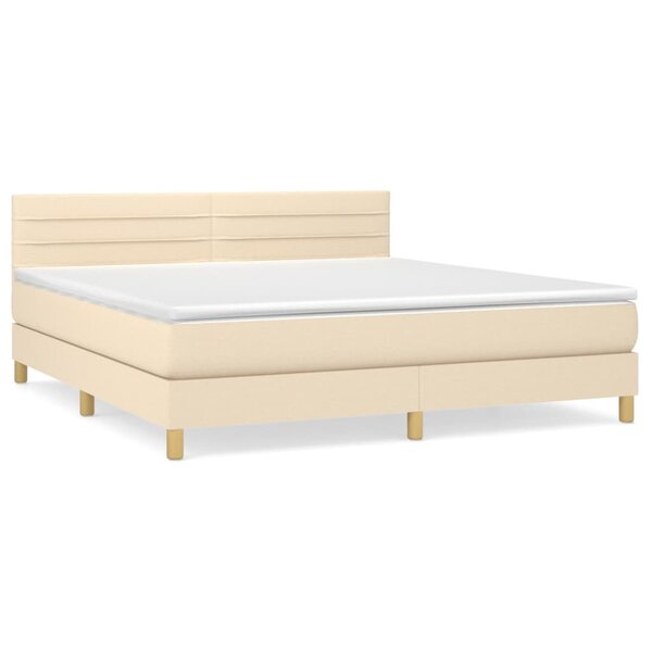 vidaXL Sommier à lattes de lit avec matelas Crème 180x200 cm Tissu