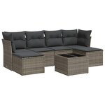 vidaXL Salon de jardin avec coussins 7 Pièces gris résine tressée