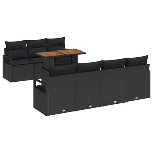 vidaXL Ensemble de canapé de jardin 8 Pièces Noir Poly rotin