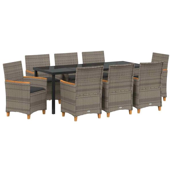 vidaXL Ensemble de salle à manger pour jardin 9 pc Gris polyrotin