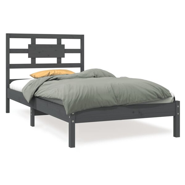 vidaXL Cadre de lit Gris Bois massif 100x200 cm