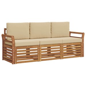vidaXL Ensembles de canapés avec coussin 3 Pièces Naturel et Beige