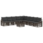 vidaXL Ensemble de canapé de jardin 10 Pièces Gris polyrotin