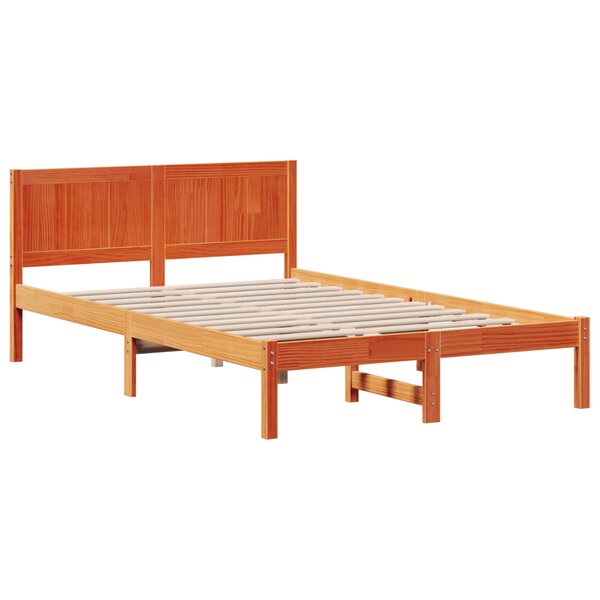 vidaXL Cadre de lit en pin massif Marron ciré Bois massif 120 x 190 cm