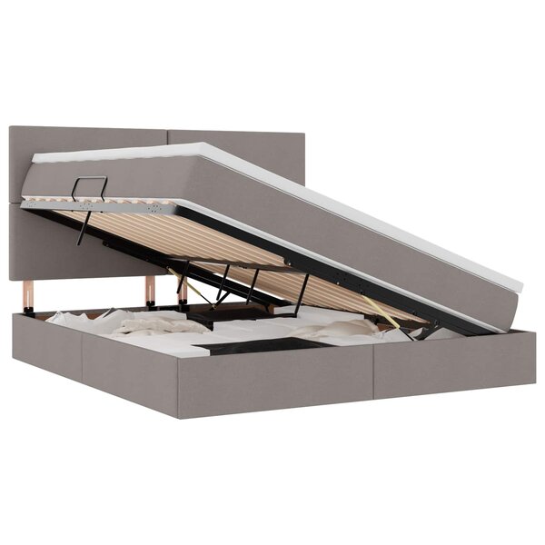 vidaXL Lit de rangement LED avec matelas Taupe 180 x 200 cm Tissu