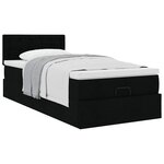 vidaXL Lit ottoman avec matelas noir 100x200 cm tissu