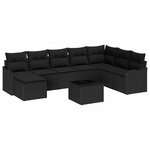 vidaXL Ensemble de canapé de jardin 9 Pièces Noir polyrotin