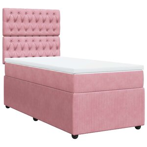 vidaXL Sommier à lattes de lit avec matelas Rose 90x190 cm Velours