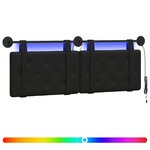 vidaXL Tête de lit suspendue Avec lumière LED Noir Simili cuir