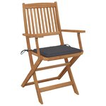 vidaXL Chaises pliables de jardin 2 Pièces avec coussins Bois d'acacia