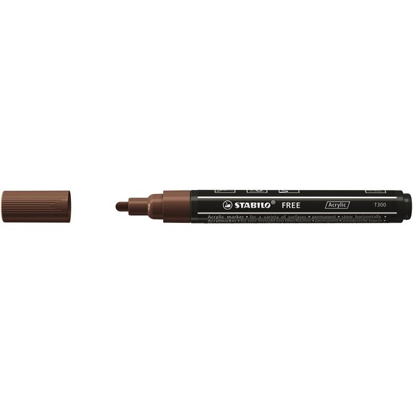 Marqueur pointe moyenne FREE acrylic T300 marron STABILO