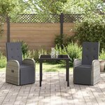 vidaXL Ensemble de salle à manger pour jardin 3 Pièces Gris polyrotin