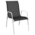vidaXL Chaises empilables de jardin lot de 2 Acier et textilène Noir