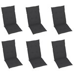 vidaXL Chaises de jardin lot de 6 avec coussins anthracite Bois teck