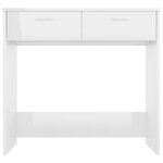Bureau table poste de travail meuble d'ordinateur informatique étude brillant 80 x 40 x 75 cm Aggloméré blanc 02_0023550