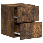 vidaXL Cabinet de chevet mural 2 Pièces Chêne fumé 34 5 x 33 x 40 cm