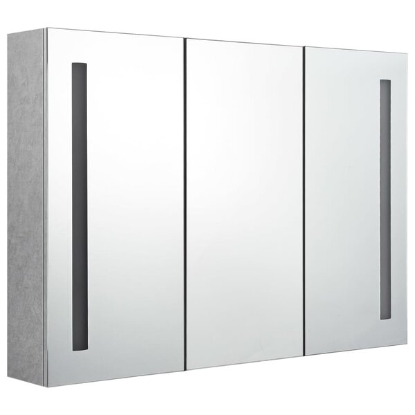vidaXL Armoire de salle de bain à miroir LED Gris béton 89x14x62 cm