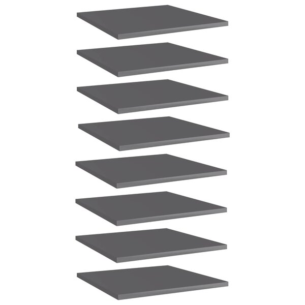 vidaXL Panneaux de bibliothèque 8 Pièces gris brillant bois d’ingénierie