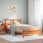 vidaXL Lit bibliothèque sans matelas cire marron 90x200 cm pin massif