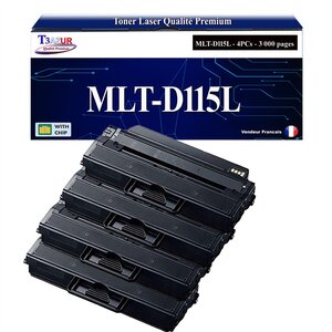 T3AZUR - 4x Toners compatibles avec Samsung MLTD115L MLT-D115L pour Samsung Xpress M2620 M2670 M2820 M2870 M 2620 M 2670 M 2820 M 2870
