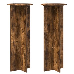 vidaXL Support de Plante 2 pièces Chêne fumé Ø40 x 100 cm
