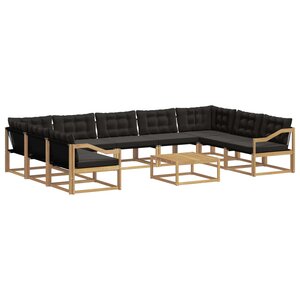 vidaXL Ensemble de canapés d'extérieur 10 Pièces Blanc et noir