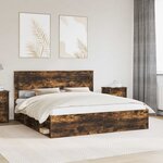 vidaXL Cadre de lit Chêne fumé 180 x 200 cm Bois de pin massif
