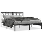 vidaXL Cadre de lit métal avec tête de lit noir 160x200 cm