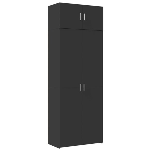 vidaXL Armoire de rangement noir 80x42 5x225 cm bois d'ingénierie