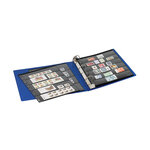 Reliure Uniplate Lindner bleue à 3 anneaux.