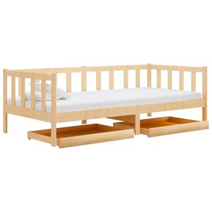 vidaXL Lit de jour sans matelas avec tiroirs 90x200 cm bois pin massif