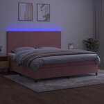 vidaXL Sommier à lattes de lit et matelas LED Rose 200x200 cm Velours