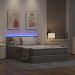 vidaXL Lit avec rangement et LED Taupe 140 x 200 cm Polyester