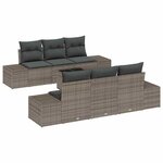 vidaXL Ensemble de canapé de jardin 7 Pièces Gris Poly rotin