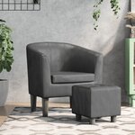vidaXL Fauteuil cabriolet avec repose-pied gris similicuir