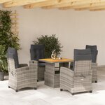 vidaXL Ensemble à manger de jardin 5 Pièces coussins gris résine tressée