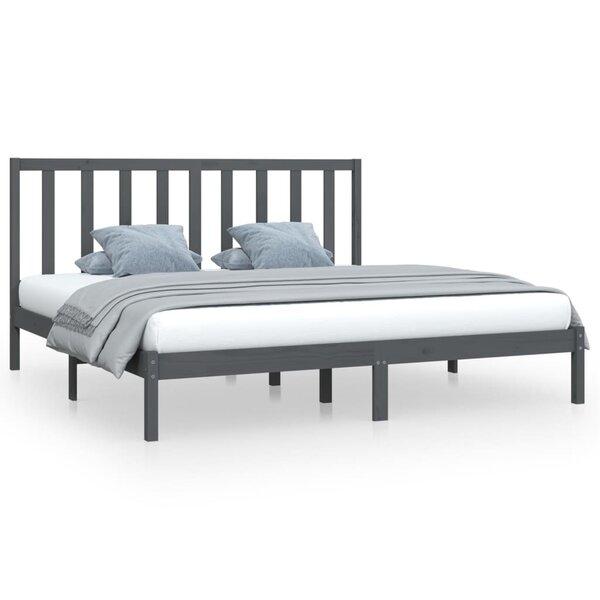 vidaXL Cadre de lit Gris Bois de pin massif 200x200 cm