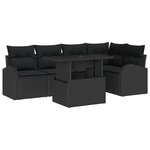 vidaXL Ensemble de canapé de jardin avec coussin 6 Pièces Noir polyrotin