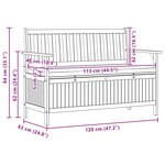 vidaXL Banc de rangement 2 -Seater 120 x 63 x 84 cm Acacia massif