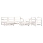 vidaXL Salon de jardin 7 Pièces Blanc Bois de pin massif