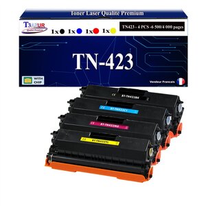 T3AZUR - 4x Toners compatibles avec Brother TN421  TN423 pour Brother DCP-L8410CDW