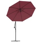 Vidaxl parasol déporté à led et mât en acier rouge bordeaux