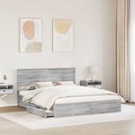 vidaXL Lit de Rangement Gris Sonoma 160 x 200 cm Bois d'ingénierie