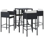 vidaXL Ensemble de bar de jardin 5 Pièces avec coussins noir poly rotin